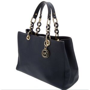 Michael Kors MK Cynthia Designer Blue Chain Crossbody Shoulder Bag Purse